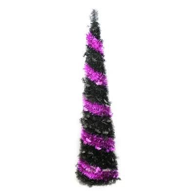 New Design Rose Pink and Black Pet Material Tinsel Tree