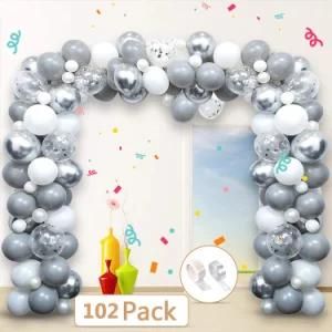 102PCS Balloon Garland Arch Kit Silver and White Balloons for Parties