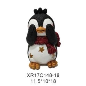Quanzhou Factory Sales Polyresin Craft Christmas Resin Penguin LED Light&#160; &#160;