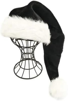 Black Santa Hat - Adults Deluxe Black and White Xmas Christmas Hat