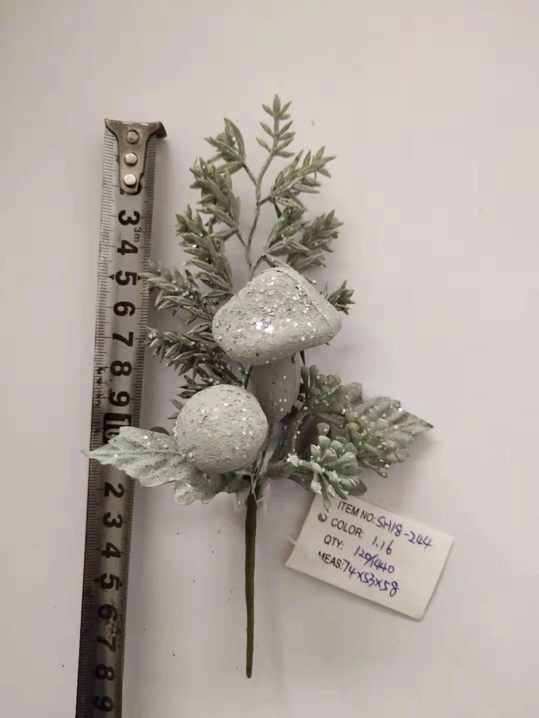 Glitter Flower Plastic Twig Pick with Flowers for Christmas Decoration; Christmas Red Berry; Christmas Artificial Plastic Berry
