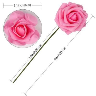 Factory Wholesale 25PCS/Box 8cm PE Foam Rose Heads Artificial Silk Flowers DIY Velvet Wedding Decorations