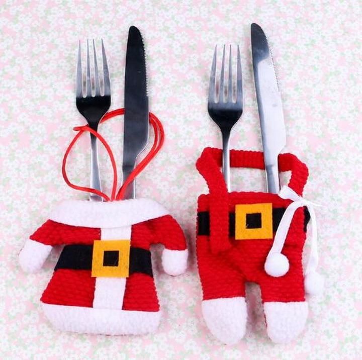 Christmas Clothes Trousers Cutlery Bag Cover Knife Spoon Fork Bag