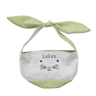 Hot Custom Burlap Baskets Embroidery Bunny Kids Gifts Easter Bag Ideas