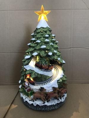 Festival Holiday Christmastree LED Light Polyresin Home Decoration with Music