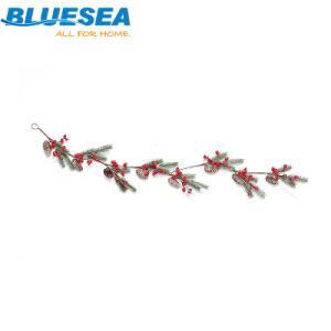 1.5m PE DIP White Pine Cones Red Fruit Christmas Rattan Hotel Window Decoration Pendant