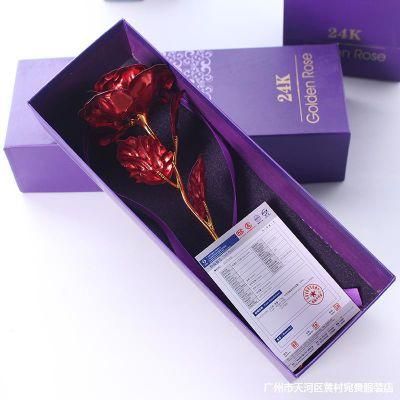 2021 Eternal 24K Gold Foil Dipped Plated Galaxy Rose LED 24 K Flower Valentines Gift