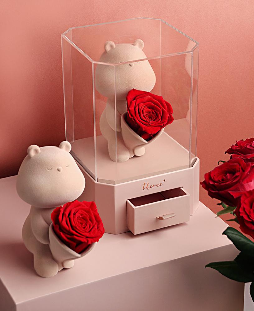 Valentine Festival Gift Wedding Decoration Eternal Flower Rose Bear Doll