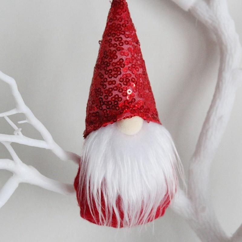 Christmas Ornaments Set Handmade Plush Gnomes Santa Elf Hanging Decorations