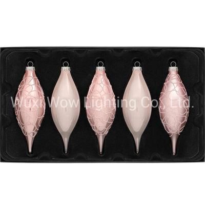 Glass Christmas Tree Teardrop Bauble Packset of 5 15 Cm