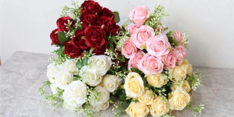 High Quality Artificial Silk Real Touch Rose Flowers Latex Coated Wedding Party Birthday Christmas Decoration Showroom