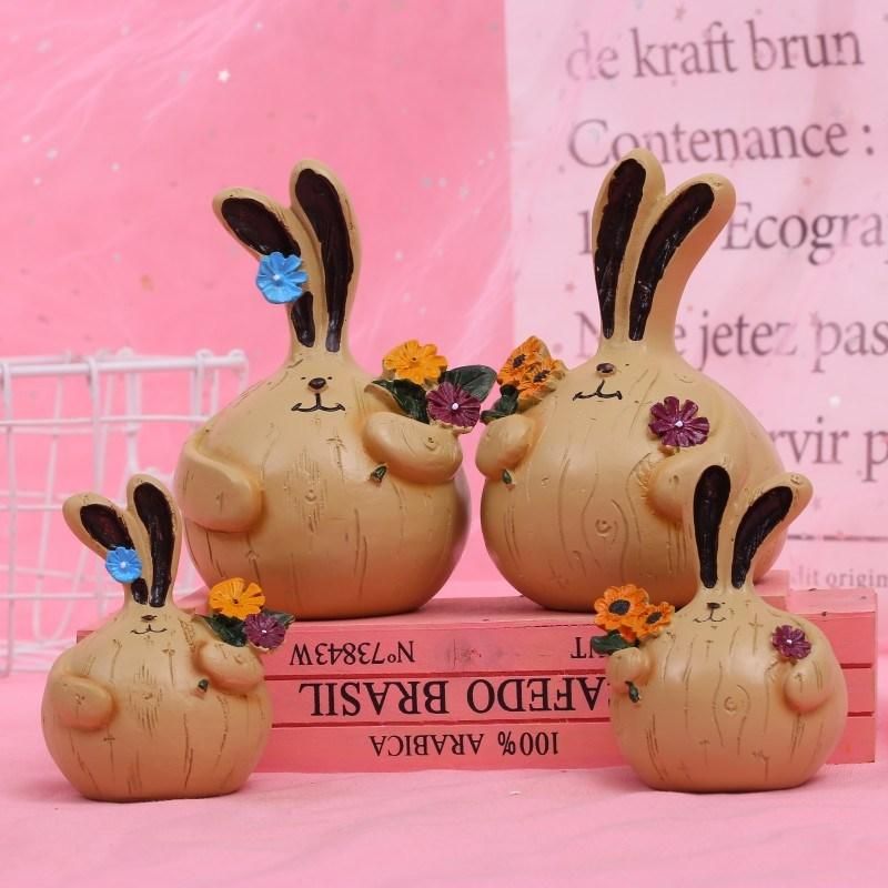 New Gifts Rabbit Ornaments Resin Crafts Office Desktop Car Decoration