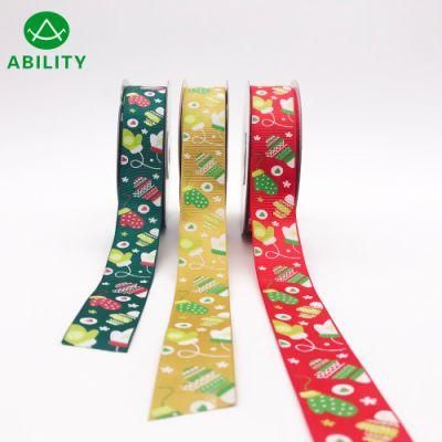 Printing Christmas Grosgrain Ribbon for Wedding and Gift Box Packing