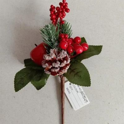 Plastic Artificial Christmas Branch Decoration with Flowe Red Berry