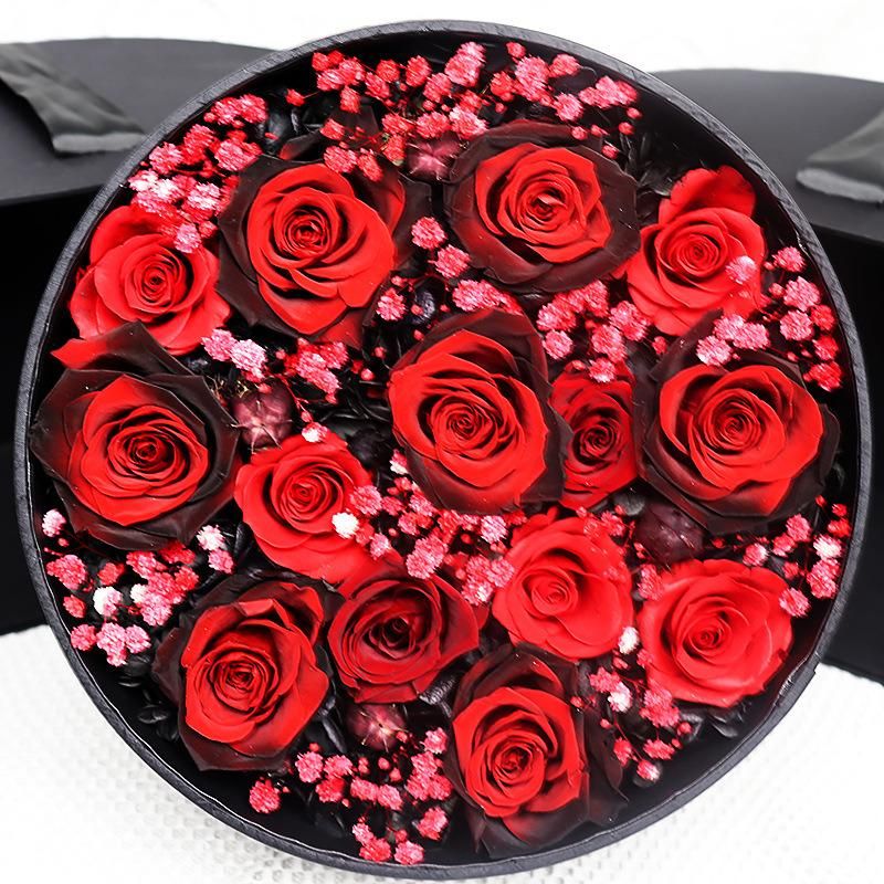 New Style Best Valentines′ Day Gift Magic Castle Preserved Roses Flower in Round Gift Box for Your Love