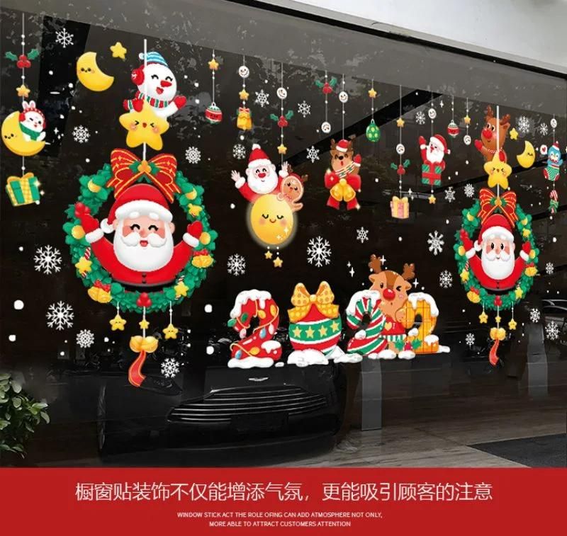 Static Clings Printed Window Clings PVC Sticker Waterproof Christmas Static Sticker Christmas Wall Home Room Decoration