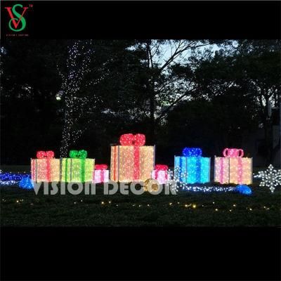 Commercial Outdoor 3D Large Christmas Gift Box Lights