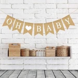 Baby 1st Year Party Holiday Decorations Jute Pennant Oh Baby Banner