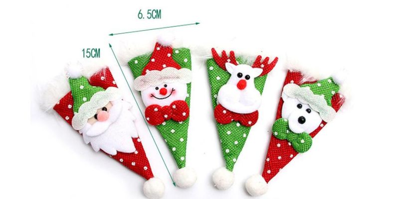 Christmas Santa Hats Silverware Holders, Mini Pockets Knife Spoon Fork Bags, Holiday Party Supplies Dinner