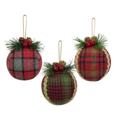 Tree Ornaments Set Bulk Plaid Decorations Wholesale Christmas Balls