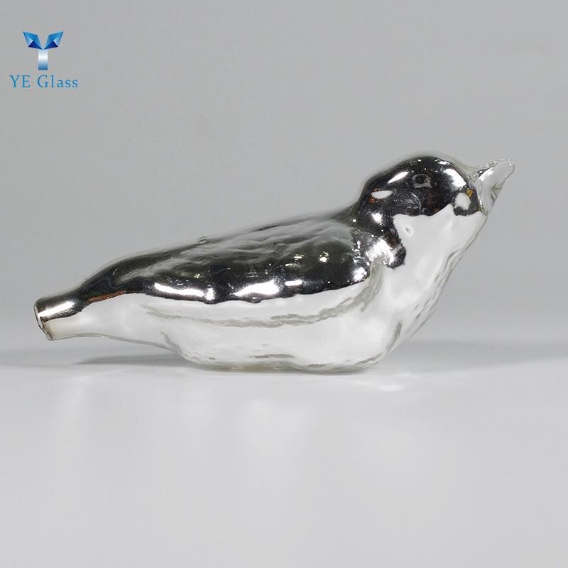 Customized Sliver Bird Shape Hanging Glass Ornament for Christimas