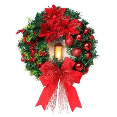 Christmas Ornament Pendant Door Hanging 40cm Holy Christmas Wreath Ornament with Lights