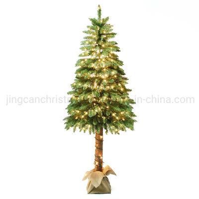 Dense Green PVC Fir Wooden Christmas Tree with LED Light