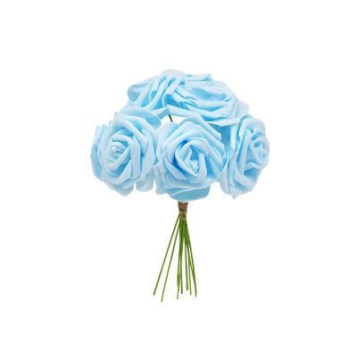 Boxed Foam Flower 8cm Artificial DIY Foam Rose Flower PE Rose Flower Head with Iron Stem for Decor