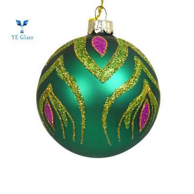 Customized Green Exquisite Decorative Pattern Christmas Ball for Decoration