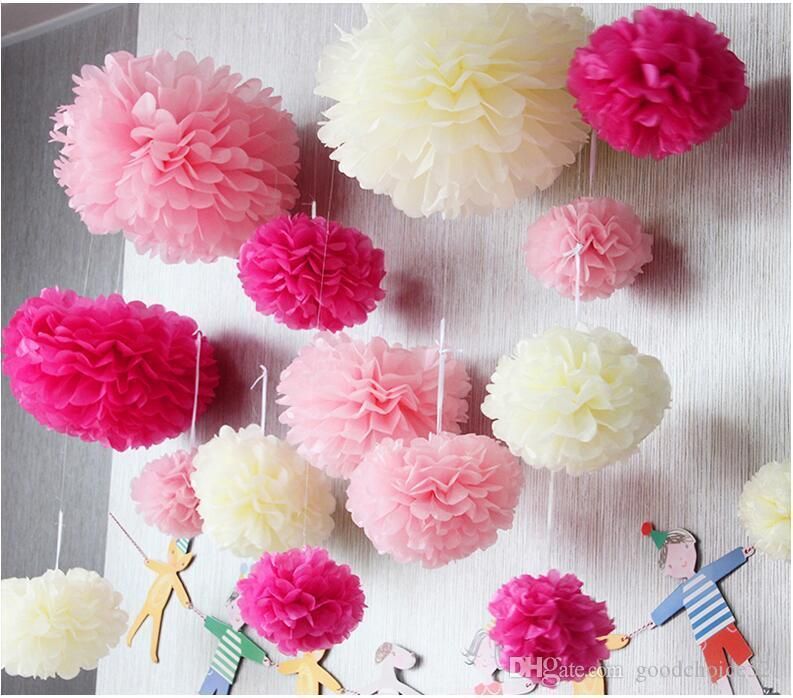 Wholesale Wedding /Baby Shower Hanging Flower Decorations Tissue Paper POM Poms