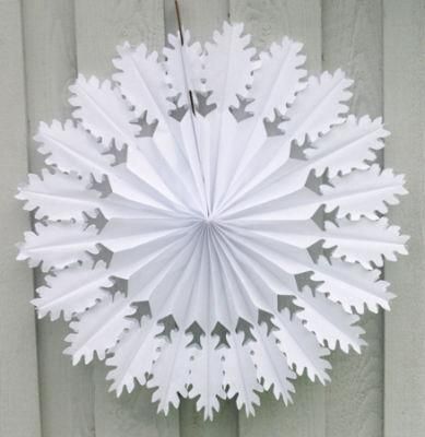 Winter Snowflake Party Decorations Hanging White Paper Fan