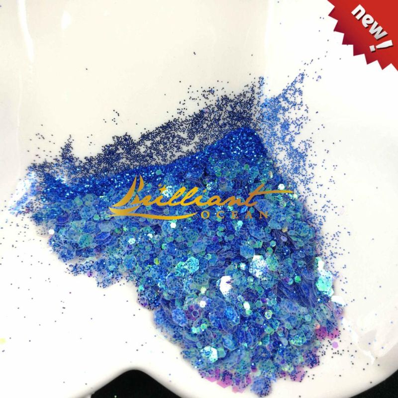 Hotsale Bulk Blue Series Glitter Powder for Craft Decoration
