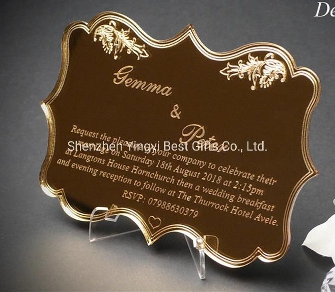 Custom Clear Acrylic Wedding Invitation Card Plexiglass Wedding Souveni