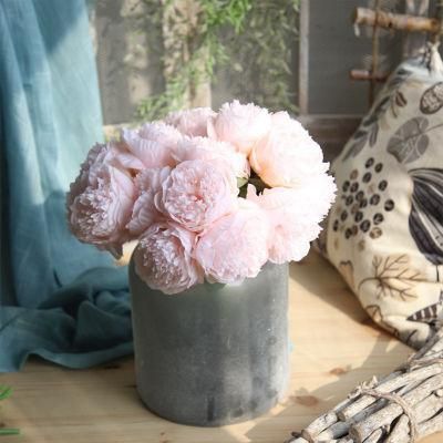 Real Touch Plastic Artificial Silk Peony Bouquets Wedding Home Decoration