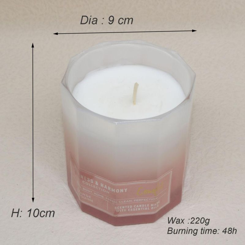 Gradient Pink Glass Jar Candle for Wedding Decoration