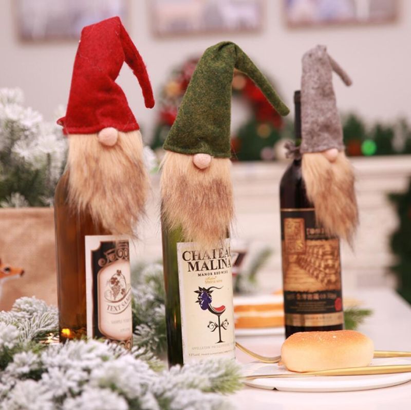 2021 New Christmas Hat Winebottle Decorations for Dress up Gifts