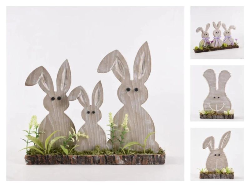 Factory Customized Standing Bunny Home Decor Easter Wooden Decoration