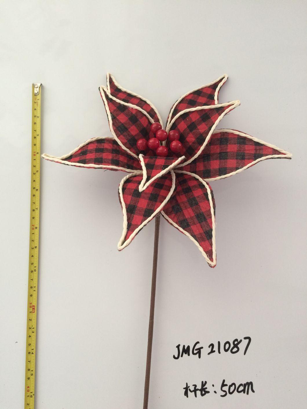 Ytcf103 Plaid Cloth Christmas Decor Flower with Cheap Price
