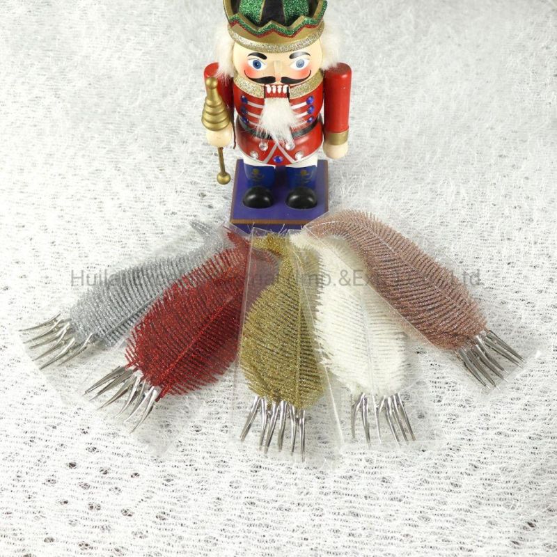 Christmas Glitter Feather Clip Plastic Feather Clip Hanging Ornament Clip