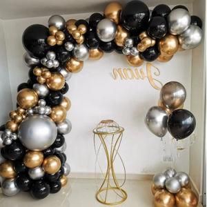 111PCS Silver 4D Black Balloons Arch Kit Gold Balloon Garland