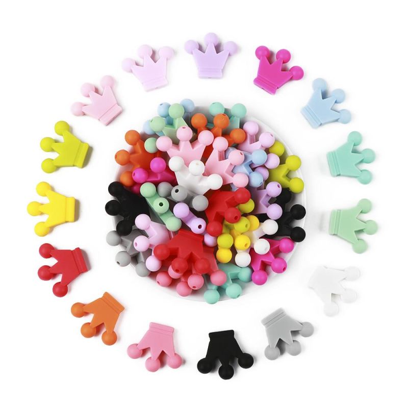 Silicone Crown Beads BPA Free Silicon Teething Beads Baby Chew Teething Necklace DIY Pacifier Clips Accessory