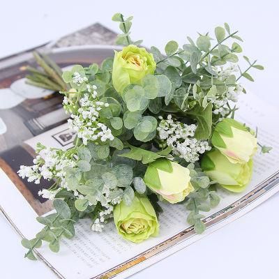 Artificial Flowers Bouquet Roses Silk Hydrangea Decor Plastic Carnations Realistic Flower Centerpieces for Table