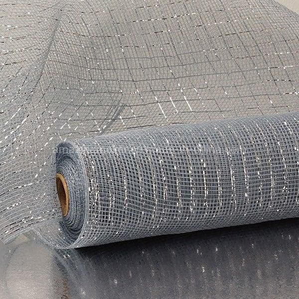 Silver Thread Metallic 10′′ Deco Mesh for Gifts Package