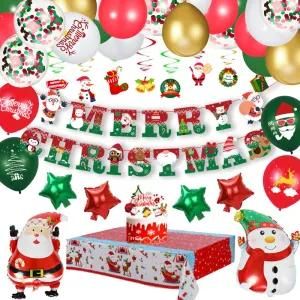 Christmas Balloon Garland Tablecloth Christmas Letter Banner Santa Claus Spiral