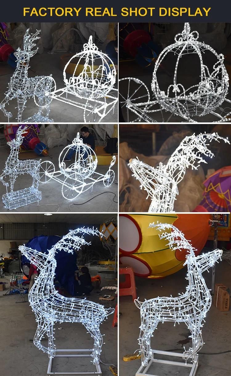 Outdoor Waterproof Garden Ornament Shopping Mall Decoration Holiday Couple Deer 3 D Motif LED Light