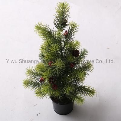 40cm PE Artificial Christmas Deco Tree with Flower Leaf Pinecone Snow Red Berry