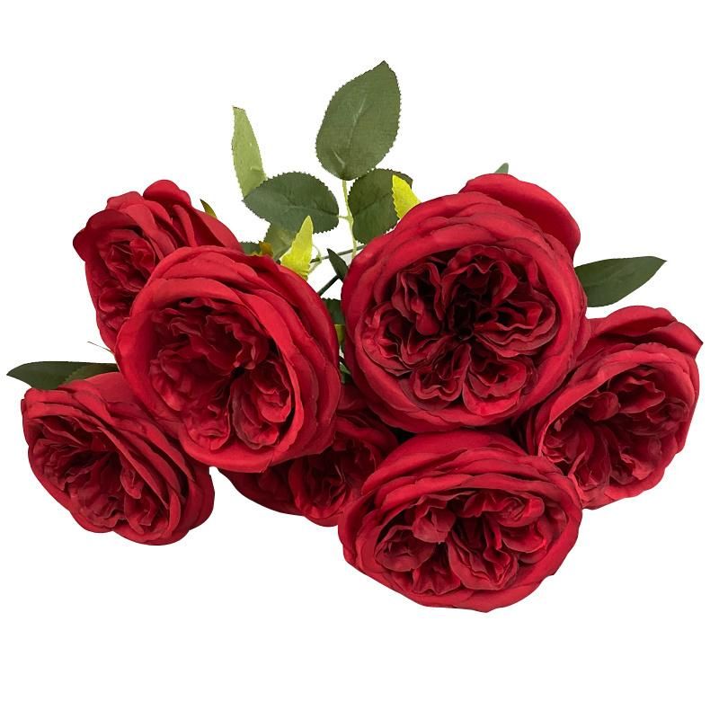 Hot Sale Quality Silk 7heads Rose Flower Silk Rose Flower Bouquet for Wedding Decoration