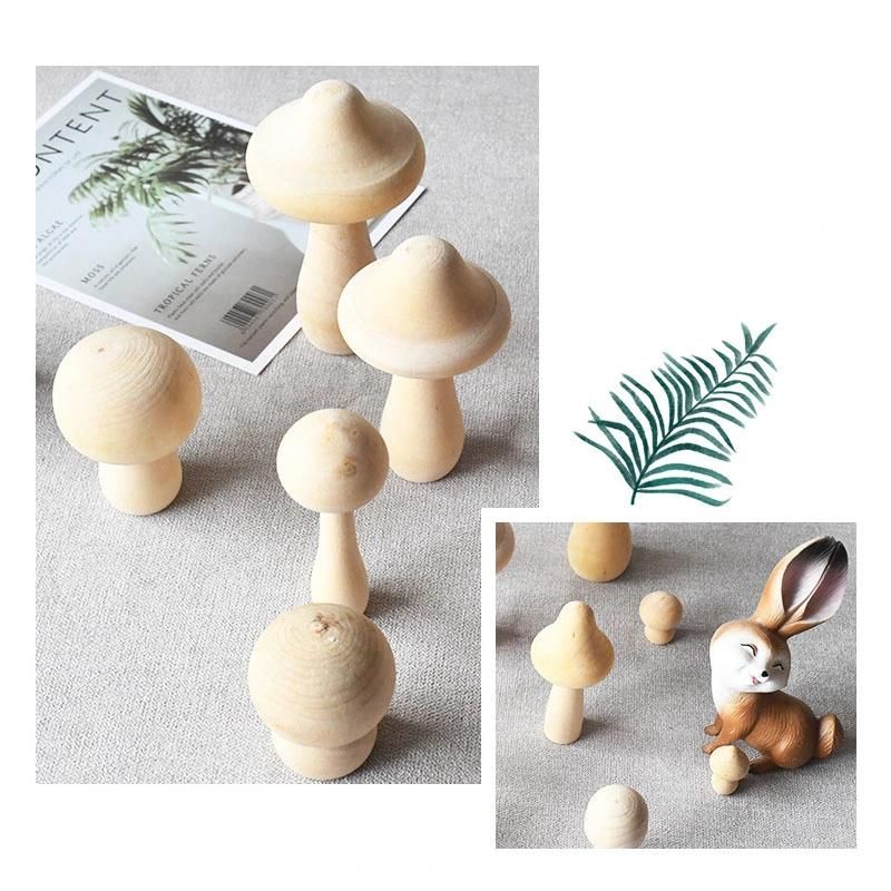 7 Pieces Unfinished Wooden Mushroom Mini Mushroom Various Sizes Wooden Mushroom for Arts and Crafts Projects Decoration and More DIY Paint Color