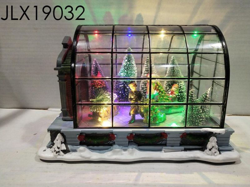 Custom Christmas Village Houses Home Indoor Decoration Resin Christmas Church House Decoration with LED