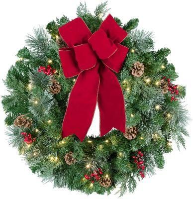 Cheap Commercial Artificial Green Plain DIY Double Wire Frame Christmas Pine Wreath